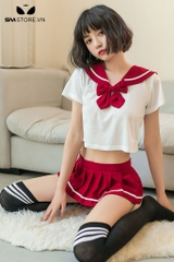 SMS034 - Bộ đồ ngủ cosplay nữ học sinh áo croptop với chân váy ngắn