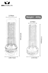 SMT2081 - Cốc thủ dâm silicon hình âm đạo giả trong suốt dài 21.5cm