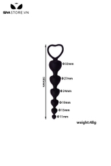 SMT116 - Anal beads hình trái tim silicon dài 18cm màu đen tím