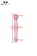 SMT096 - Butt plug thủy tinh màu hồng hình thoi dài 19cm