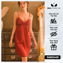 SMS049 - Váy ngủ 2 dây lụa cao cấp hở lưng trần sexy quyến rũ chồng