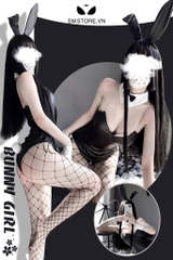 SMS082 - Trang phục cosplay thỏ đen sexy với áo bodysui kèm phụ kiện