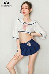 SMS109 - Đồ cosplay học sinh croptop tay lửng kèm chân váy sexy