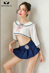 SMS109 - Đồ cosplay học sinh croptop tay lửng kèm chân váy sexy