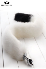 SMT041 - butt plug hình thoi gắn đuôi cáo 2 màu đen trắng dài 78 cm