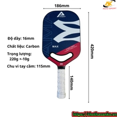 Vợt pickleball T700 Pro Max bản 16mm màu xanh