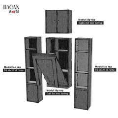 Bàn ăn gấp gọn hệ liền tường các khối lắp ráp kịch trần Bagan LT4