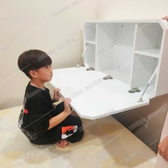 Bàn học gấp gọn treo tường khung kệ ngăn hộp Bagan THL