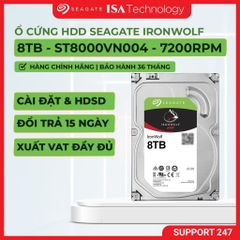 Ổ cứng Seagate Ironwolf 8TB NAS SATA 7200rpm 256MB cache (ST8000VN004)