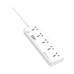 Ổ cắm điện đa năng LDNIO SC5415 5 cổng AC 3 cổng USB 1 cổng Type C PD20W 2500W dài 2m màu trắng