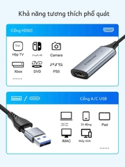 Thẻ ghi hình video Capture Hdmi sang Usb Type C 2 in 1 -Đầu ghi hình Video Capture dùng để livestream....