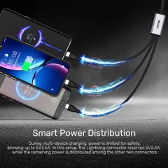 Unitek Cáp sạc điện thoại Type C sang 3 đầu Iphone/Type C/Micro B Unitek C14101AGY 20W dài 1.5m màu xám