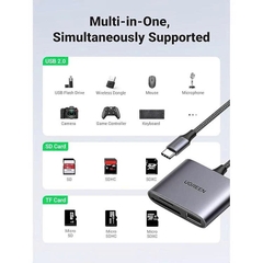 Ugreen Đầu đọc thẻ SD/TF kèm OTG USB Type C Ugreen CM387 80798 vỏ nhôm cao cấp