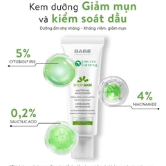 Kem dưỡng Babe Stop AKN Mattifying Moisturiser - Giảm mụn, kiềm dầu