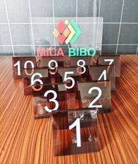 Combo 10-50 Thẻ số để bàn mica, dày 2mm, dùng cho quán ăn, Cafe, nhà hàng, tiệc sinh Nhật, cưới, thiết kế theo yêu cầu