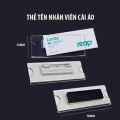 Bảng tên Mica Nam châm - Ghim cài, Thẻ tên mica đeo ngực, Bảng tên nhân viên cài áo, Mica trong suốt, 70x25mm