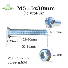Ốc vít kèm tán M5x30mm túi 100 con