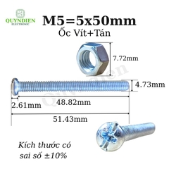 Ốc vít kèm tán M5x50mm túi 100 con