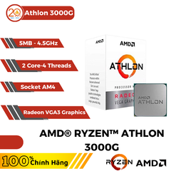 CPU AMD ATHLON 3000G (5MB | 2C-4T | Upto 3.5GHz | Socket AM4)