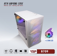 Thùng Máy Vi Tính VSP GAMING Mid Tower B709 - White + 4 Fans Led