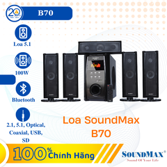 Loa Vi Tính Soundmax B-70 (Loa 5.1/ 100W/ RCA/ USB/ Optical/ SD/ BT/ Đen)