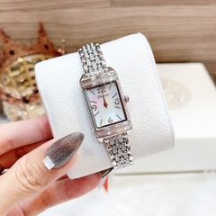 Davena Mặt Chữ Nhật |Nữ Giới |Đính Đá |Dây Kim Loại Silver |Máy Pin (Quartz) |Size 19x29mm