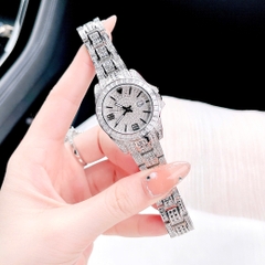 Davena Full Đá Swarovski |Nữ Giới |Dây Kim Loại Trắng Silver |Máy Pin (Quartz) |Size 33mm