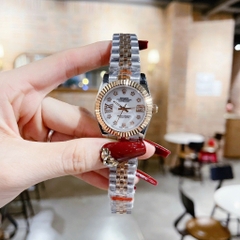 Rolex Đính Đá Ngôi Sao |Nữ Giới |Niềng Khía |Dây Kim Loại Demi Vàng |Máy Pin (Máy Quartz) |Size 31mm
