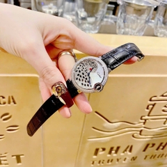 Cartier Ballon Bleu |Nữ Giới |Mặt Báo |Đính Đá |Dây Da Đen |Máy Pin (Quartz) |Size 36mm