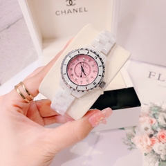 Chanel Hoa J12 |Nữ Giới |Mặt Hồng |Đính Đá |Dây Đá Ceramica Trắng |Máy Pin (Quartz) |Size 34mm