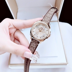 Coach Boyfriend |Nữ giới |Vàng Gold |Đính Đá |Dây Vải Bọc Da Nâu |Máy Pin (Quartz) |Size 34mm