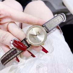 Coach Park Jacquard Signature |Nữ Giới |Vàng Gold |Dây Da Nâu |Máy Pin (Quartz) |Size 34mm
