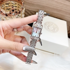 Davena Mặt Chữ Nhật |Nữ Giới |Đính Đá |Dây Kim Loại Silver |Máy Pin (Quartz) |Size 19x29mm