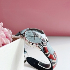 Gucci G-Timeless Textured-Snake |Nữ |Dây Da Xanh Dương Họa Tiết Rắn |Máy Pin (Quartz) |Size 38mm