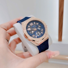 Guess Asteria |Nữ Giới |Rose Gold |Dây Cao Su Xanh Nhũ |Máy Pin (Quartz) |Size 40mm