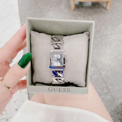 Guess Mặt Vuông |Nữ Giới |Đính Đá |Dây Mắt Xích Trắng Silver |Máy Pin (Quartz) |Size 21mm