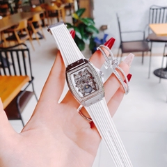 Hanboro Moonphase |Nữ Giới |Mặt Chữ Nhật |Silicone Trắng |Máy Pin (Quartz) |Size 32x36mm