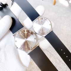 Hanboro Hublot |Cặp Đôi |Đính Đá |Trắng Silver |Dây Sillicone |Máy Pin (Quartz) |Size 34-42mm