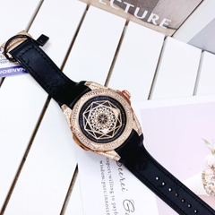 Hanboro Vũ Trụ Rose Gold |Nam Giới |Mặt Đính Đá |Dây Da |Máy Pin (Quartz) |Size 43mm