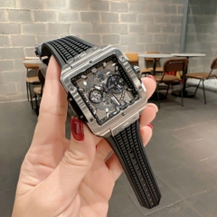 Hublot Square Bang Unico |Nam Giới |Mặt Vuông |Silver |Dây Silicone |Máy Pin (Máy Quartz) |Size 42x42mm