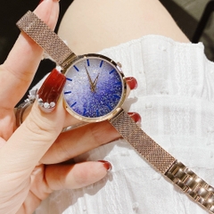 Melissa Đính Đá Nhũ Xanh |Nữ Giới |Dây Mesh Lưới Rose Gold |Máy Pin (Quartz) |Size 34mm