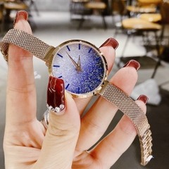 Melissa Đính Đá Nhũ Xanh |Nữ Giới |Dây Mesh Lưới Rose Gold |Máy Pin (Quartz) |Size 34mm