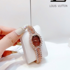 Melissa Mặt Chữ Nhật Nâu |Nữ Giới |Rose Gold |Lắc Tay Đính Đá |Máy Pin (Quartz) |Size 28mm