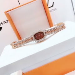 Melissa Mặt Chữ Nhật Nâu |Nữ Giới |Rose Gold |Lắc Tay Đính Đá |Máy Pin (Quartz) |Size 28mm