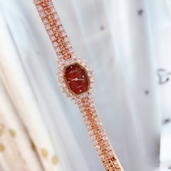 Melissa Mặt Chữ Nhật Nâu |Nữ Giới |Rose Gold |Lắc Tay Đính Đá |Máy Pin (Quartz) |Size 28mm