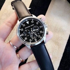 Michael Kors Gage Leather |Nam Giới |Mặt Đen |Dây Da Đen |Máy Pin (Quartz) |Size Lớn 45mm