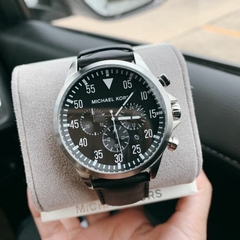 Michael Kors Gage Leather |Nam Giới |Mặt Đen |Dây Da Đen |Máy Pin (Quartz) |Size Lớn 45mm