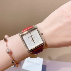 Michael Kors Lake |Nữ Giới |Mặt Chữ Nhật |Đính Đá |Dây Da Đỏ |Máy Pin (Quartz) |Size 32x39mm