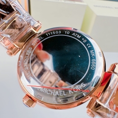 Michael Kors Parker |Nữ Giới |Rose Gold |Đính Đá MK |Dây Kim Loại |Máy Pin |Size Lớn 39mm