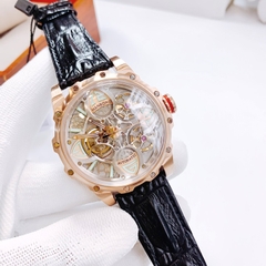 Hanboro Mặt Cỏ 4 Lá |Nam Giới |Dây Da |Full Rose Gold |Máy Cơ (Automatic) |Size 43mm